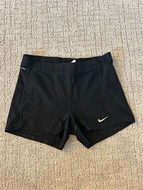 Nike Black Dri-FIT Athletic Shorts with White Swoosh